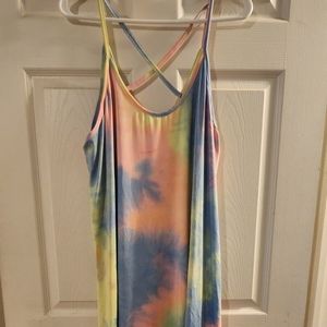 Crisscross back tie dye dress
